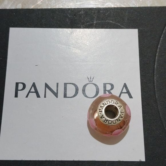 Pandora Retired Pink Murano Glass Flowers Bead - 790619