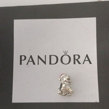 Load image into Gallery viewer, Pandora Sterling Silver Christmas Puppy Dog Charm w/ Red Enamel 791769en39