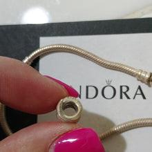 Load image into Gallery viewer, Pandora Sterling Silver 7" Snakechain Bracelet w/ Coiled Snake Charm 790171