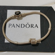 Load image into Gallery viewer, Pandora Sterling Silver 7" Snakechain Bracelet w/ Coiled Snake Charm 790171