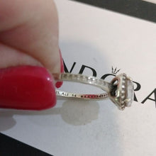 Load image into Gallery viewer, Pandora Sterling Silver Round Sparkle Halo Ring, size 54