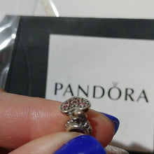 Load image into Gallery viewer, Pandora Sterling Silver Heart Dangle Bead with Red Pave Zirconia - 791023czr