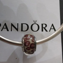 Load image into Gallery viewer, Pandora Retired Ster Silver Snow Leopard Animal Print Murano Glass Bead - 790943