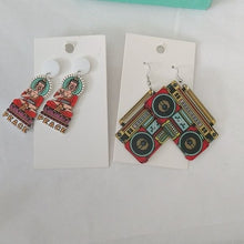 Load image into Gallery viewer, Peace Buddha + Retro Boom box Music Earrings, set of 2