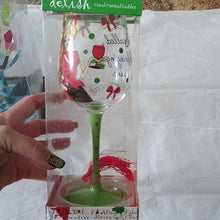 Load image into Gallery viewer, Delish Hand painted Holiday + Girlfriends Goblets, Set of 2