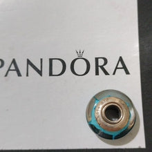 Load image into Gallery viewer, PANDORA Retired Sterling Silver Turquoise Looking Glass Murano Bead - 790924
