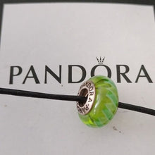 Load image into Gallery viewer, Pandora Retired Sterling Silver Green Murano Glass Zig-Zag Bead - 790616