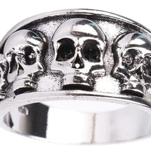 Load image into Gallery viewer, Silver tone Skulls Goth Ring
