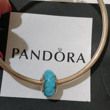 Load image into Gallery viewer, PANDORA Retired Sterling Silver Turquoise Looking Glass Murano Bead - 790924