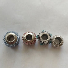 Load image into Gallery viewer, Sterling Silver+ CZs Bracelet Charms, set of 4: Blue, Pink, + Clear