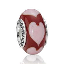 Load image into Gallery viewer, Pandora Red Murano with Pink Hearts Bead Charm 790658 ALE 925
