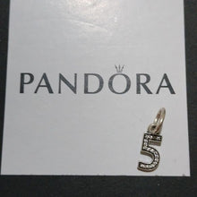 Load image into Gallery viewer, Pandora Retired Sterling Silver Number 5 Five Dangle with CZ -791343CZ