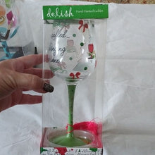 Load image into Gallery viewer, Delish Hand painted Holiday + Girlfriends Goblets, Set of 2