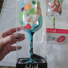 Load image into Gallery viewer, Delish Hand painted Holiday + Girlfriends Goblets, Set of 2