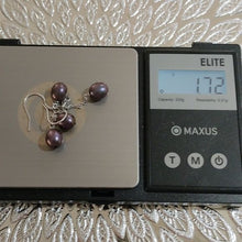 Load image into Gallery viewer, Sterling Silver + Peacock Tahitian Pearl Dangle Earrings