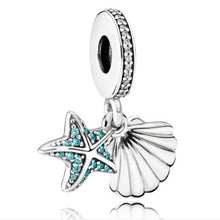 Load image into Gallery viewer, Pandora Sterling Silver Tropical Starfish and Seashell Dangle Charm 792076czf