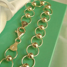 Load image into Gallery viewer, Vintage Italian Sterling Silver Link + Bead Bracelet, 7"