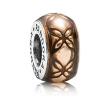 Load image into Gallery viewer, Pandora Sterling Silver Golden Floral Vintage Spacer w/ Transparent Gold Enamel