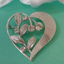 Load image into Gallery viewer, Signed Vintage Van Dell Sterling Silver Openwork Heart with Rhinestones