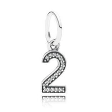 Load image into Gallery viewer, Pandora Retired Sterling Silver Number Two Dangle with Clear Zirconia - 791340CZ