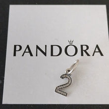 Load image into Gallery viewer, Pandora Retired Sterling Silver Number Two Dangle with Clear Zirconia - 791340CZ
