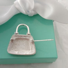 Load image into Gallery viewer, Napier 1980s Silverplated Satchel Bag Purse Brooch Pin