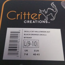 Load image into Gallery viewer, Critter Creations Halloween Slippers Large 9-10 Pumpkin Skulls