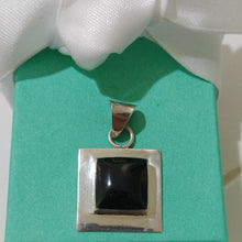 Load image into Gallery viewer, Sterling Silver & Onyx Square Pendant Mexico