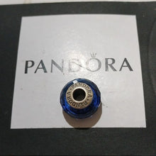 Load image into Gallery viewer, Pandora Sterling Silver Fascinating Iridescence Blue Murano Glass Charm 791646