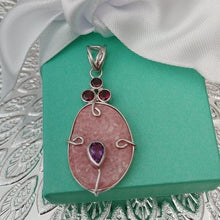 Load image into Gallery viewer, Artisan Sterling Silver, Pink Thulite, Garnet + Amethyst Healing Pendant