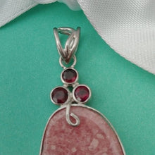 Load image into Gallery viewer, Artisan Sterling Silver, Pink Thulite, Garnet + Amethyst Healing Pendant