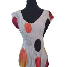 Load image into Gallery viewer, Milano Large Polka Dot Pleat Texture Career Blouse, White Multicolor, Size Large