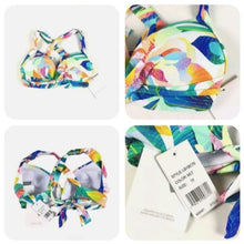Load image into Gallery viewer, La Blanca Women's Keyhole Banded Push-Up Bra Bikini Top, Wild Tropics, size 6