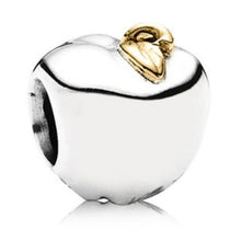 Load image into Gallery viewer, Pandora Retired Sterling Silver 14k gold Education Apple of my Eye Charm-791026