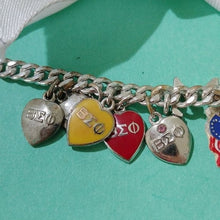 Load image into Gallery viewer, Loaded 1970s Beta Sigma Phi International Sorority Charm Bracelet