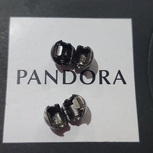 Load image into Gallery viewer, Pandora Retired Sterling Silver + Black Rhodium Sphere Clips, Set Of 2- 791000BR
