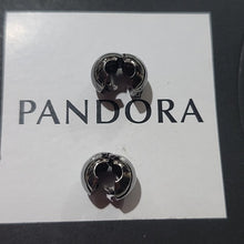 Load image into Gallery viewer, Pandora Retired Sterling Silver + Black Rhodium Sphere Clips, Set Of 2- 791000BR