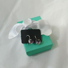 Load image into Gallery viewer, Sterling Silver + Round Amethyst Drop Earrings