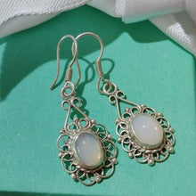 Load image into Gallery viewer, Sterling Silver+ Moonstone Earrings on French Hooks
