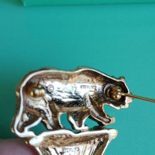 Load image into Gallery viewer, Signed Vermeil Sterling Silver California Grizzly Bear, Poppy and Pearl Brooch
