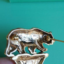 Load image into Gallery viewer, Signed Vermeil Sterling Silver California Grizzly Bear, Poppy and Pearl Brooch