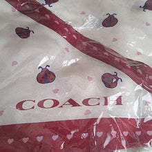 Load image into Gallery viewer, Coach 662 Ladybug Print Silk Diamond Scarf, Chalk/Red