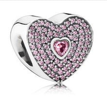 Load image into Gallery viewer, Pandora Sterling Silver Sweetheart Heart Charm with Salmon Zirconia - 791555czs