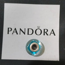 Load image into Gallery viewer, Pandora Blue Effervescence Murano Glass Charm w/ Clear CZs 791618cz
