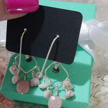 Load image into Gallery viewer, Artisan Sterling Silver+ Rose Quartz Chandelier Earrings on Long French Hooks