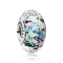 Load image into Gallery viewer, Pandora Sterling Silver Multi-Color Sea Glass Faceted Murano Glass Bead 791610