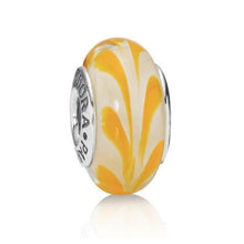 Load image into Gallery viewer, Pandora Retired Sterling Silver Yellow Swirl Murano Glass Bead - 790670