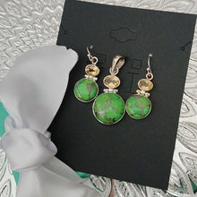 Load image into Gallery viewer, Sterling Silver & Kingman Green Turquoise Citrine Pendant Earrings Set