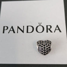 Load image into Gallery viewer, Pandora Sterling Silver Pave Heart Bead with Black Nano Crystals - 791052nck