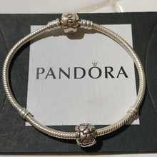 Load image into Gallery viewer, Pandora Sterling Silver 7" Snakechain Starter Bracelet + Lotsa Love Charm 790174